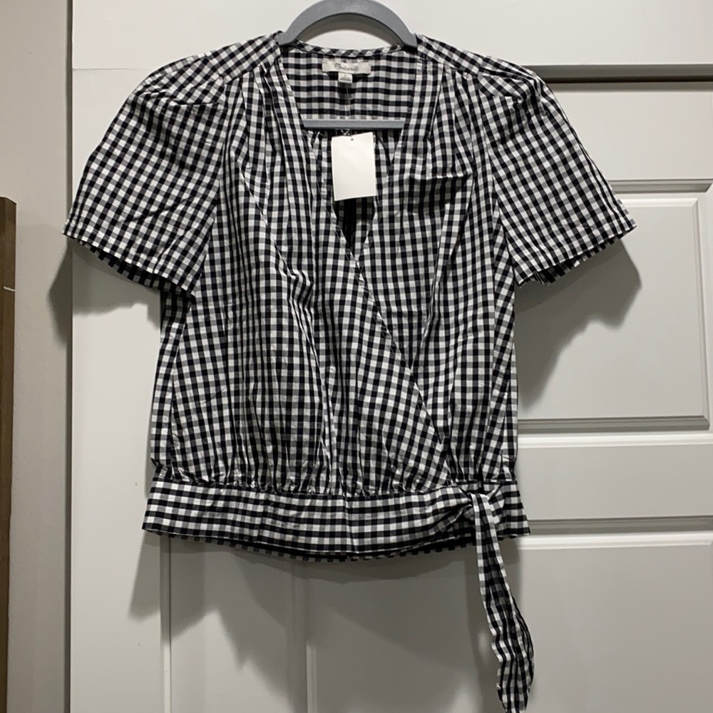Madewell Gingham Wrap Top